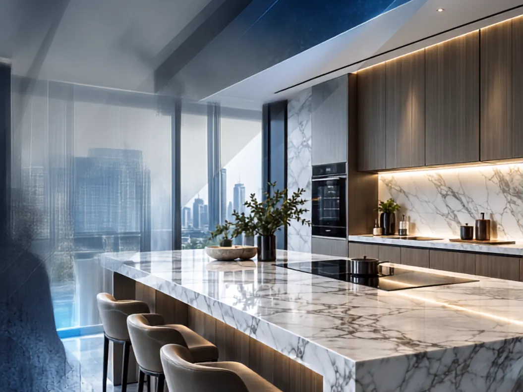Marble kitchen interior